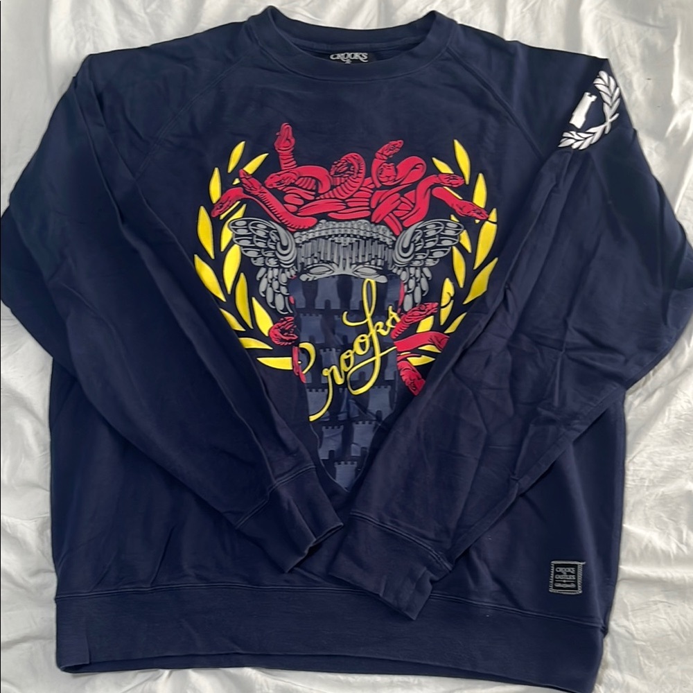 Crooks & Castles Navy Sweater with Graphic Design